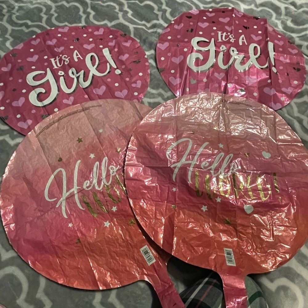 It’s a girl! Hello world! Pink & coral helium balloons 4ct. New #2354